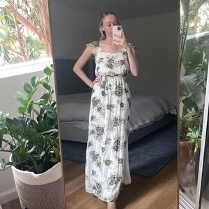 Joie Astilbe Silk White Floral Maxi Dress Sz S Wedding guest